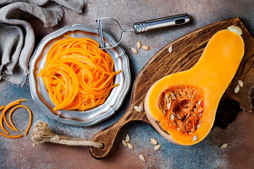Spiraled butternut squash spaghetti