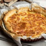 crab quiche on table