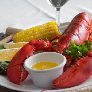 Cooked Maine Lobster with Lemon, Corn and Butter