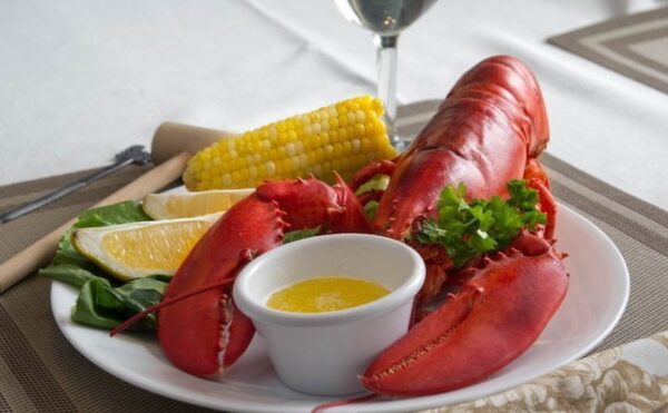 Cooked Maine Lobster with Lemon, Corn and Butter