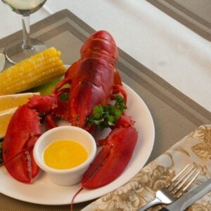 Cooked Maine Lobster with Lemon, Corn and Butter