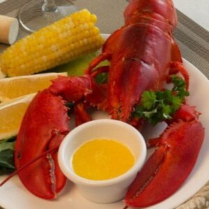 Cooked Maine Lobster with Butter and Corn