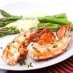 Cooked Maine Lobster Tails with Asparagus