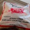 Bag of Jonah Crab Cap-Off Cocktail Claws