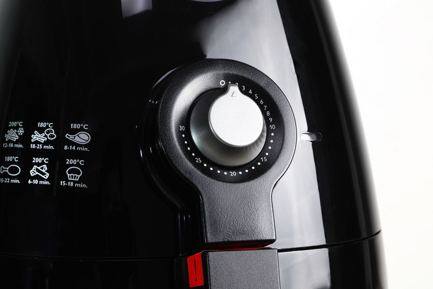 close up shot of black air fryer 