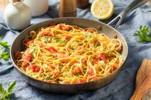 bowl filled with lobster and pasta